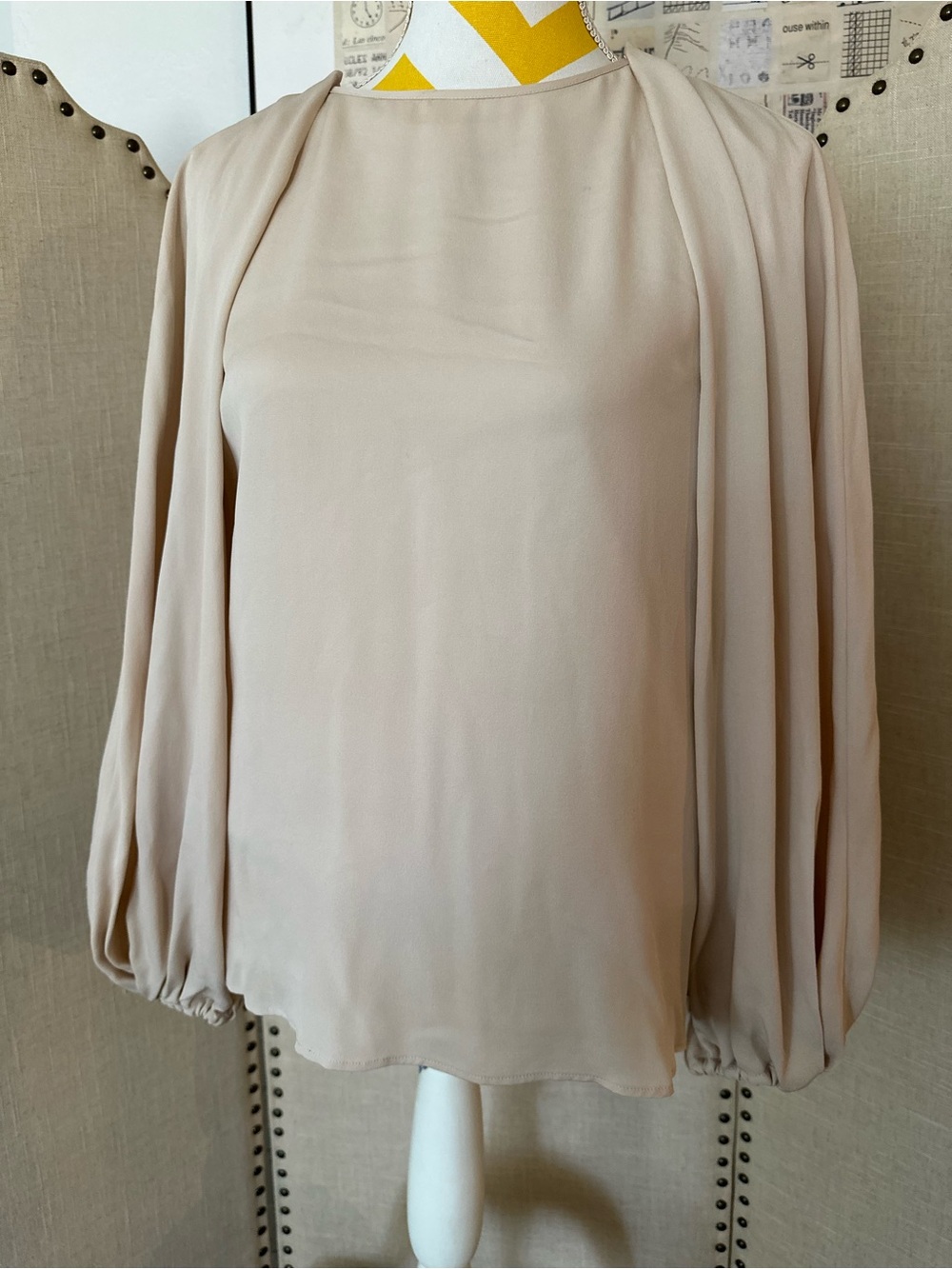 Giorgio Armani Soft Cream Balloon Sleeve Blouse